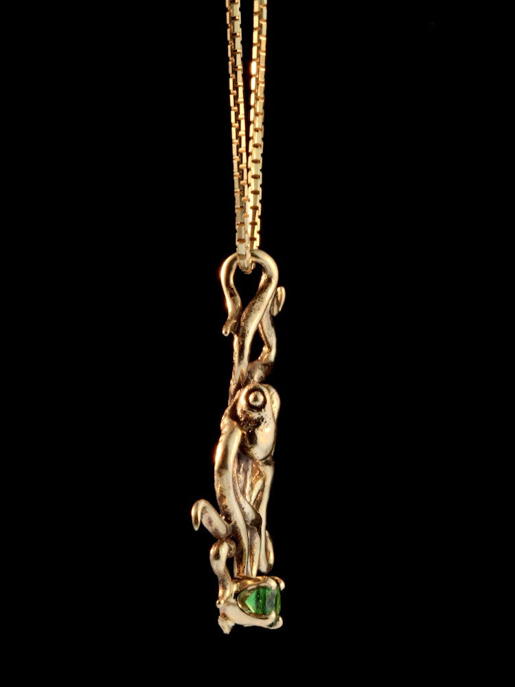 Octopus Charm in 14K Gold with Tsavorite