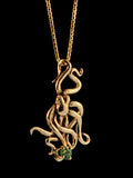 Octopus Charm with Tsavorite - Solid 14k Gold