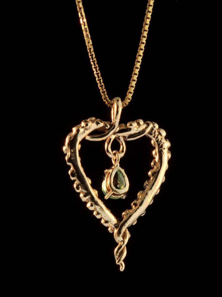 Tentacle Heart with Tourmaline - 14K Gold