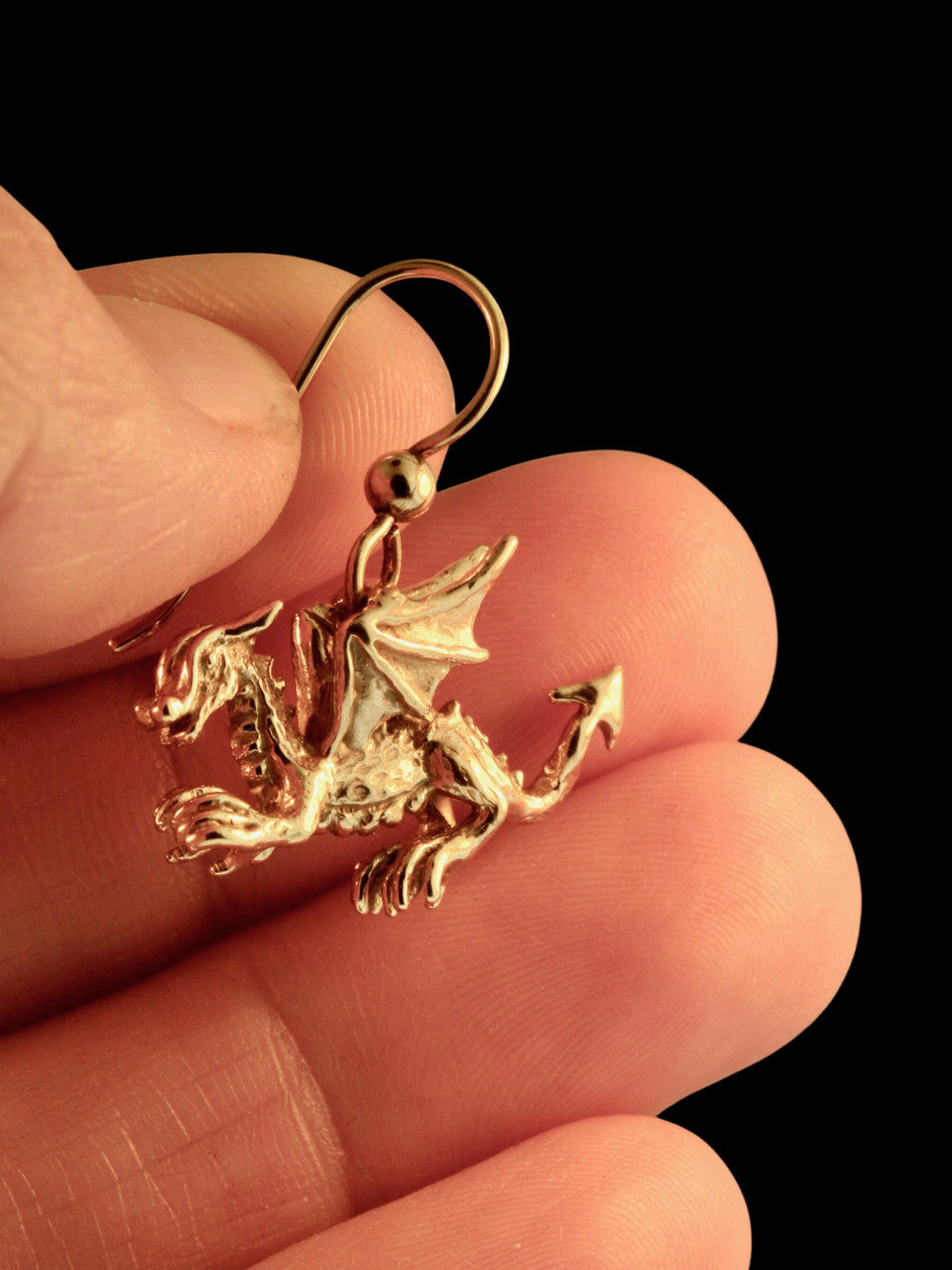 Welsh Dragon Earrings - 14K Gold