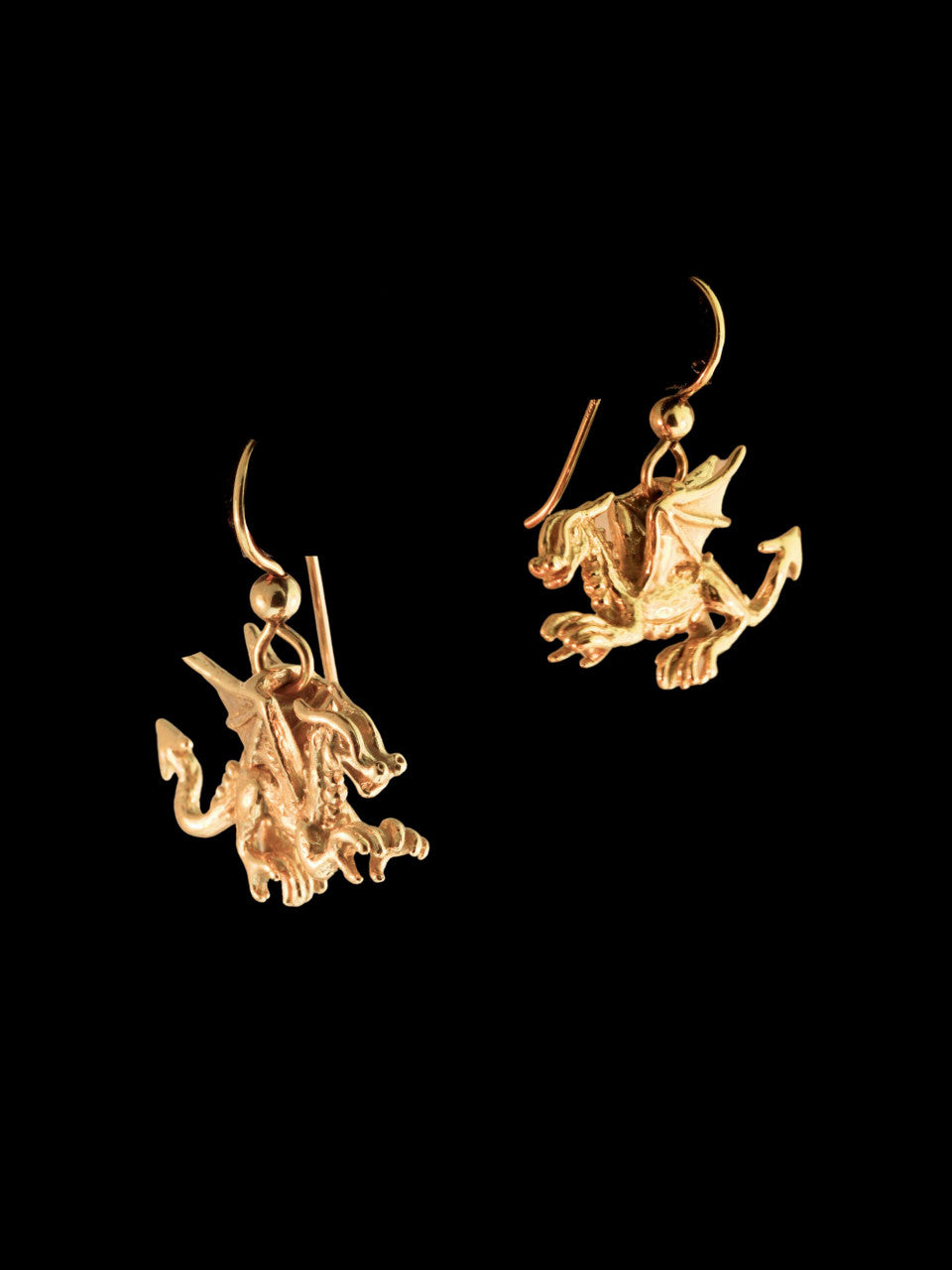 Welsh Dragon Earrings - 14K Gold