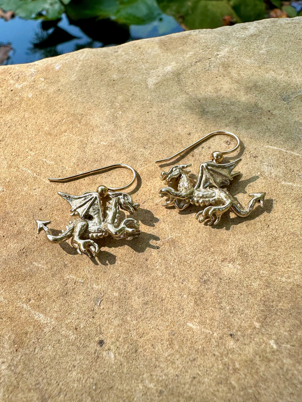 Welsh Dragon Earrings - 14K Gold