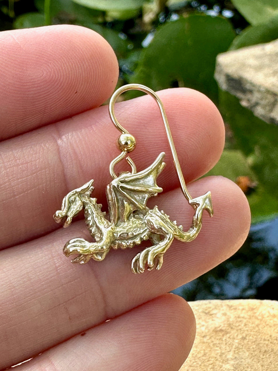 Welsh Dragon Earrings - 14K Gold