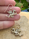 Welsh Dragon Earrings - 14K Gold