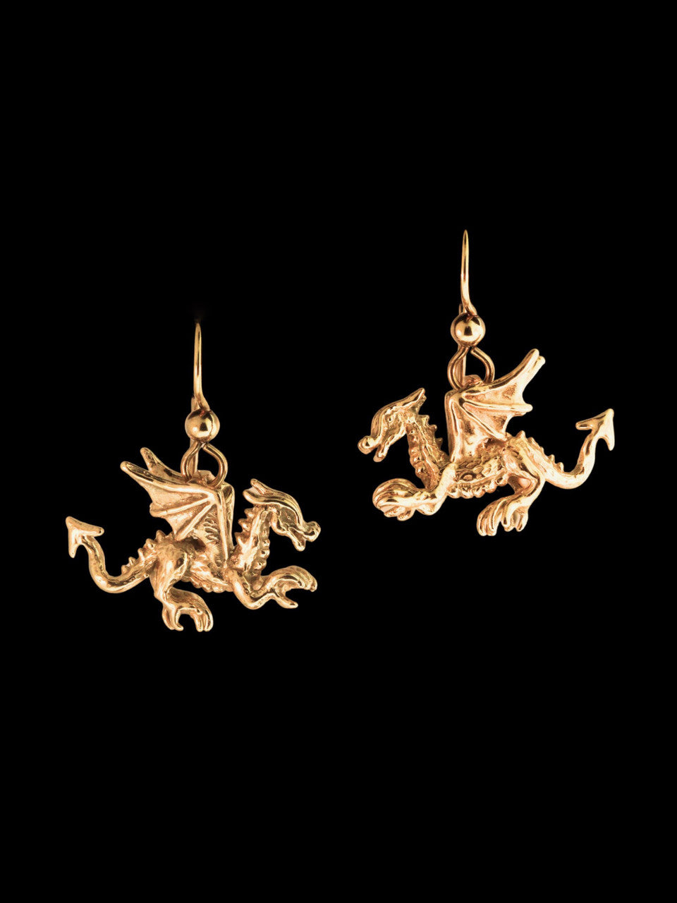 Welsh Dragon Earrings - 14K Gold