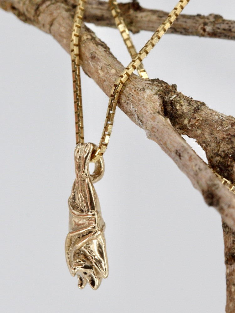 14k Gold Bat Briolette Charm