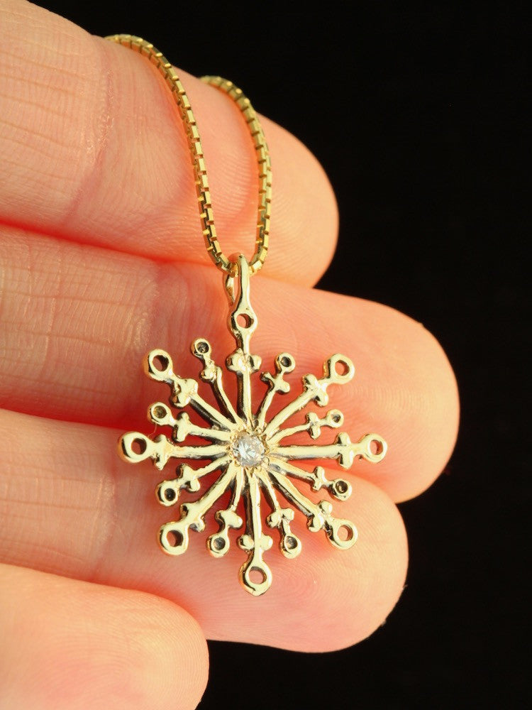 Snowflake with Diamond - 14K gold