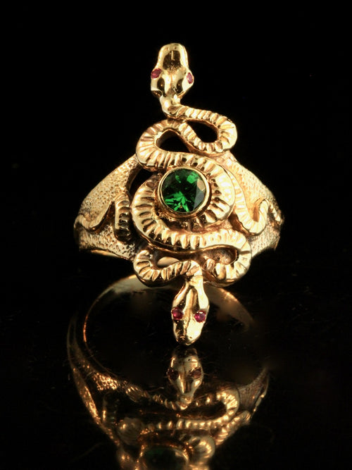 Alpha Omega Ring with Tsavorite - 14K gold