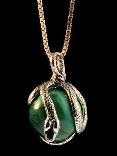 Python Snake Orb Pendant - Sterling Silver