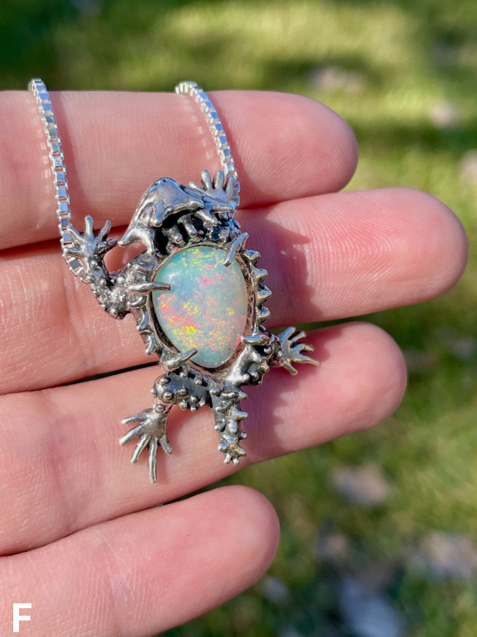 Horned Lizard with Ethiopian Opal - Silver