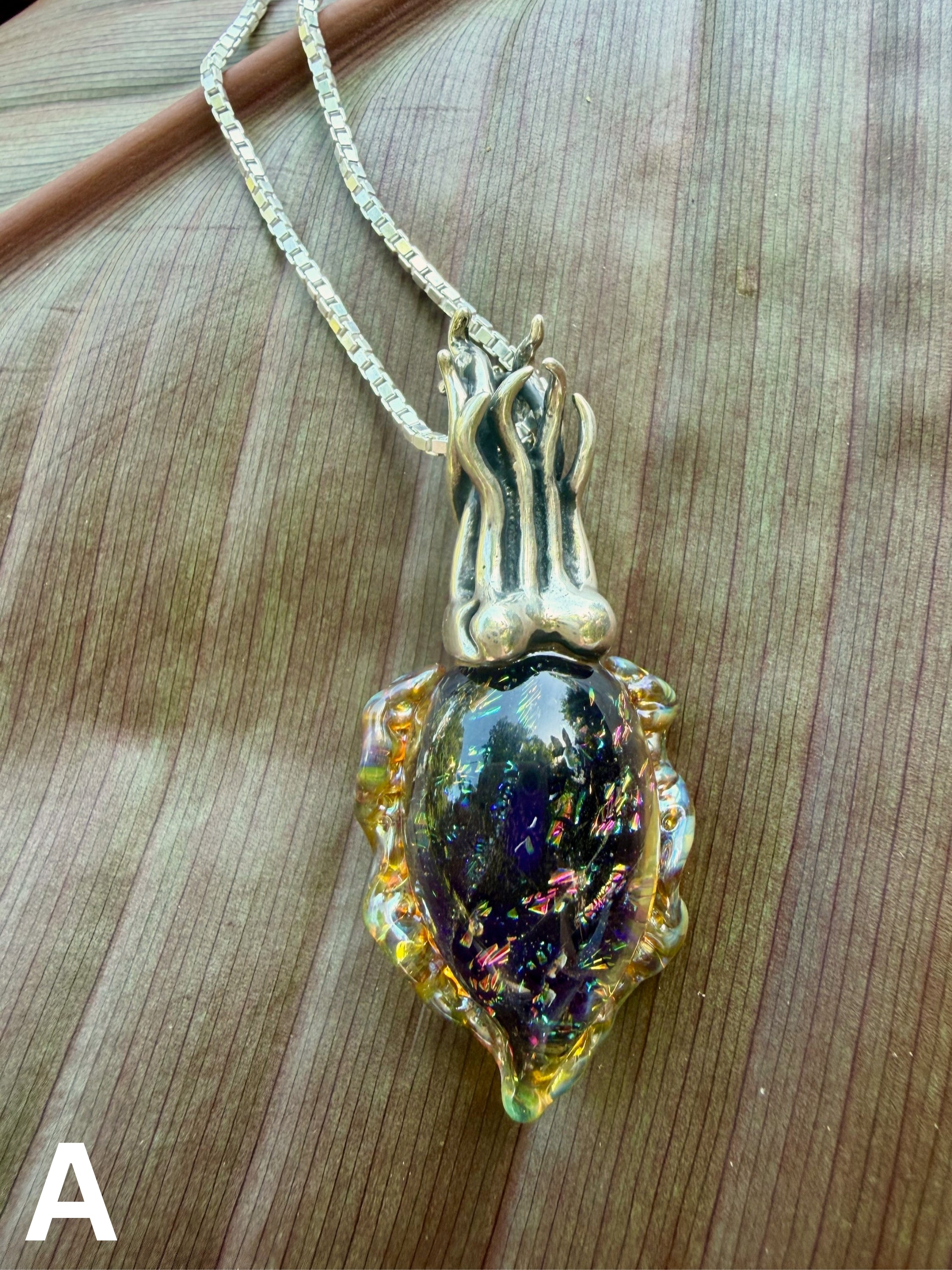 Iridescent Cuttlefish Pendant 2 - Sterling Silver