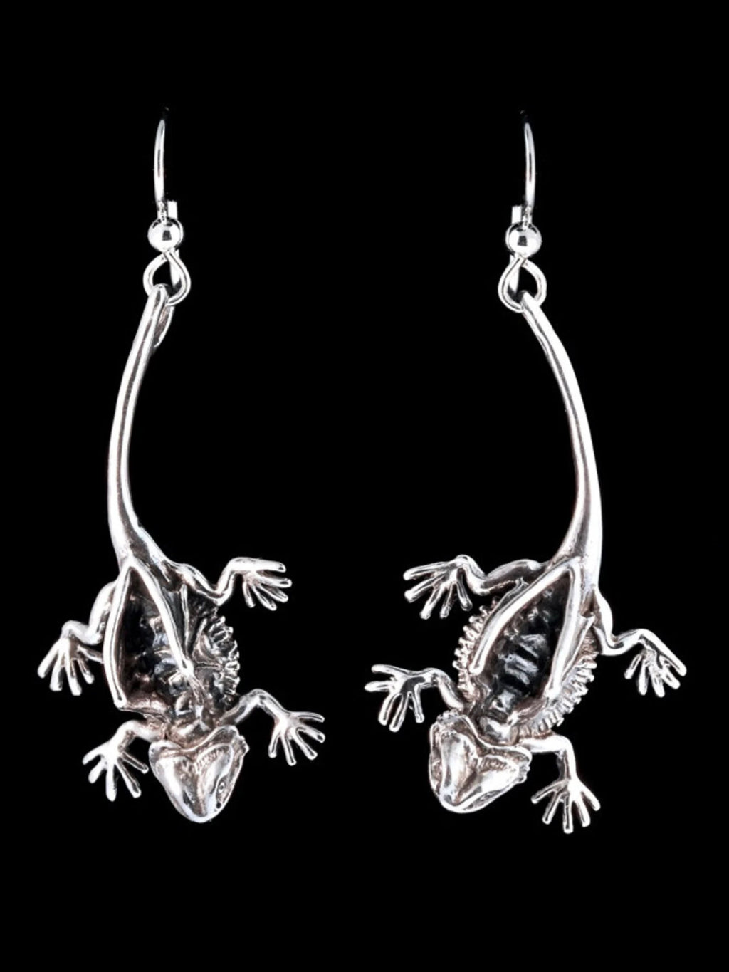Winged Bearded Dragon Earrings - Sterling Silver