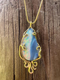 Wave Drop Opal Pendant - 18K Gold