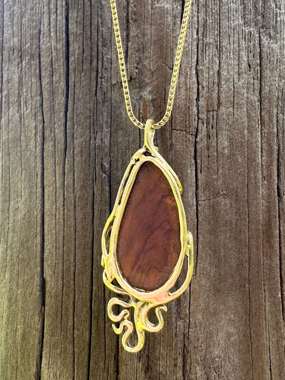 Wave Drop Australian Boulder Opal Pendant - 18K gold