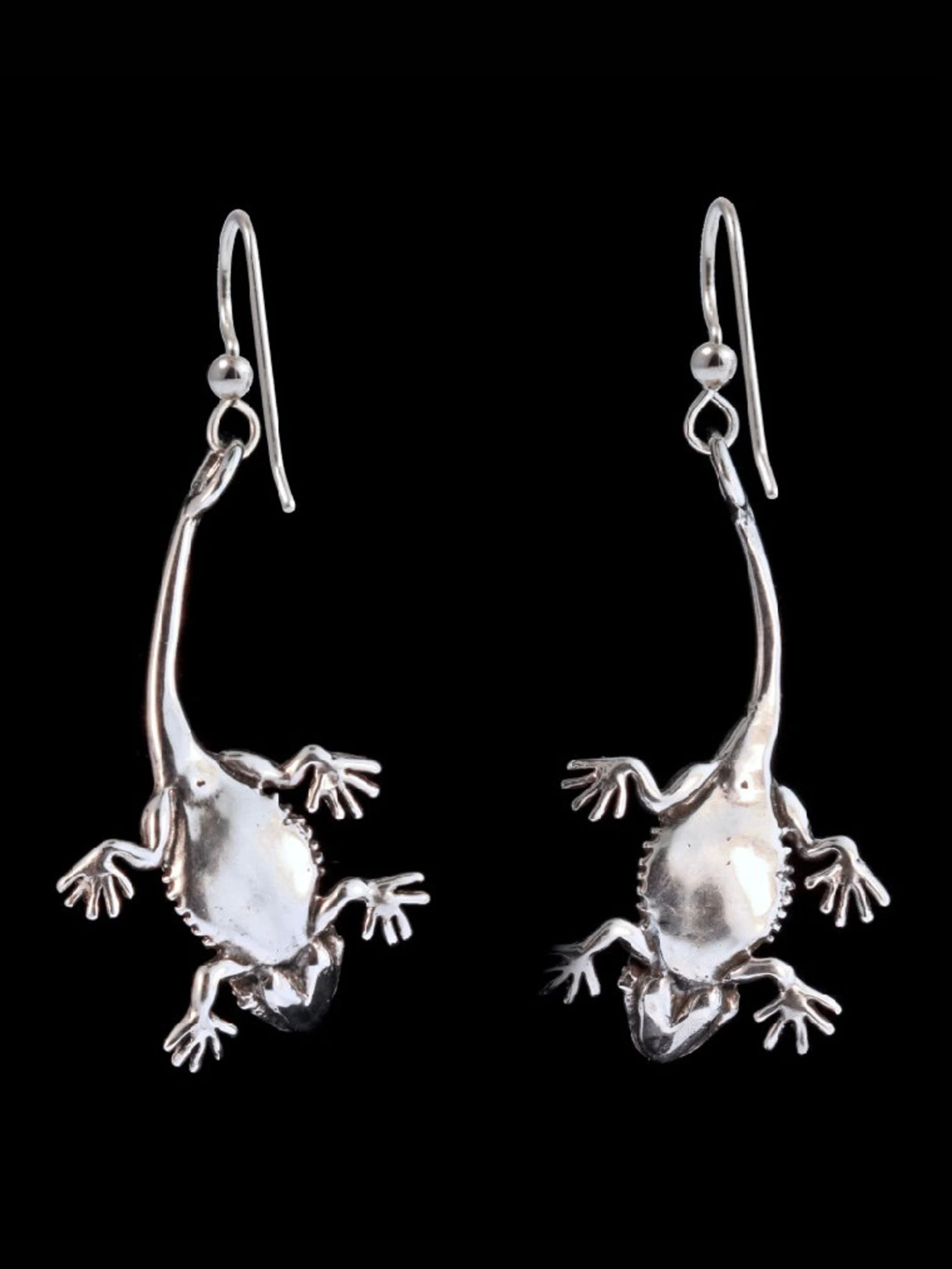 Winged Bearded Dragon Earrings - Sterling Silver