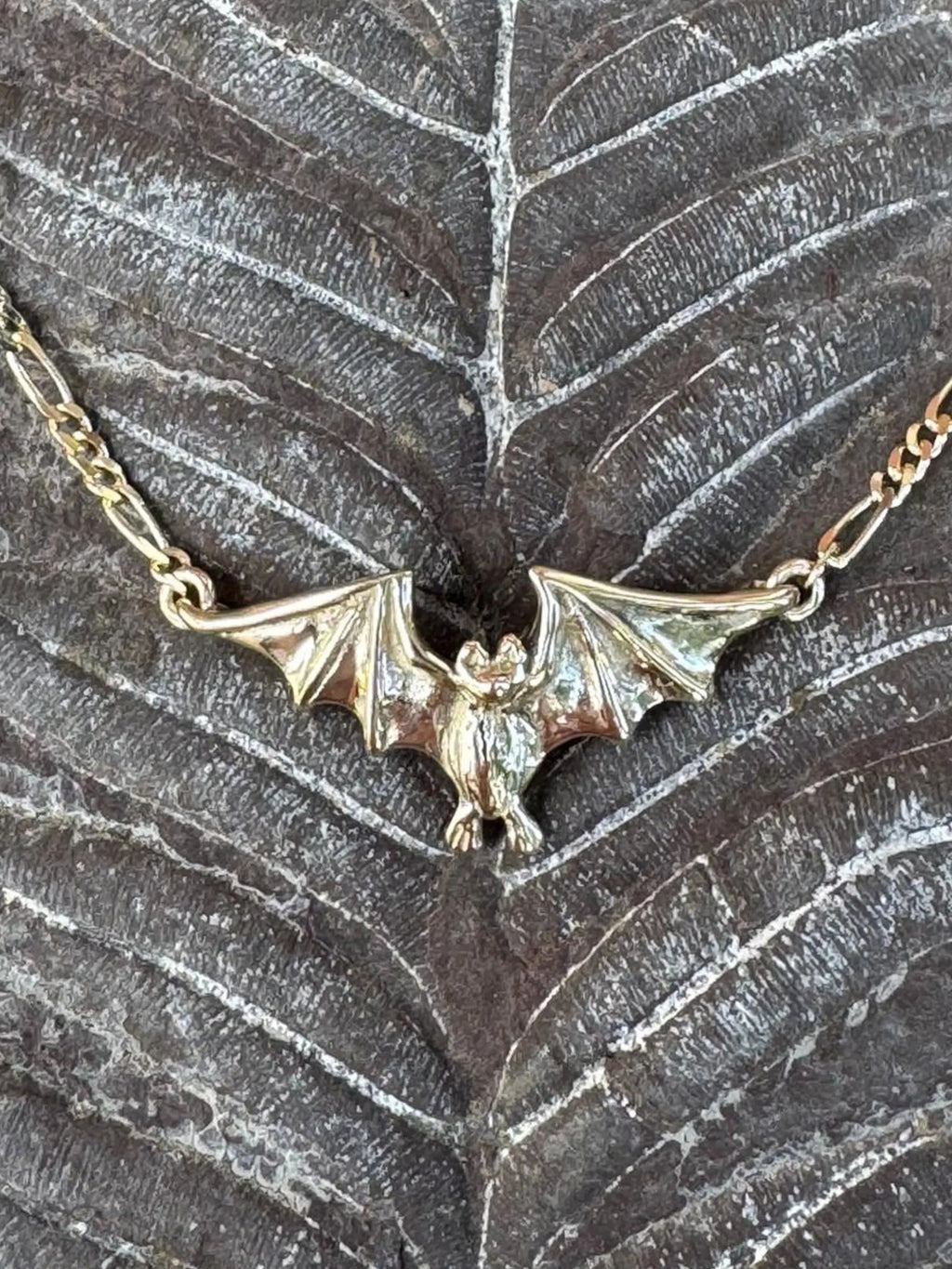 Tiny Flying Bat Pendant - 14K Gold