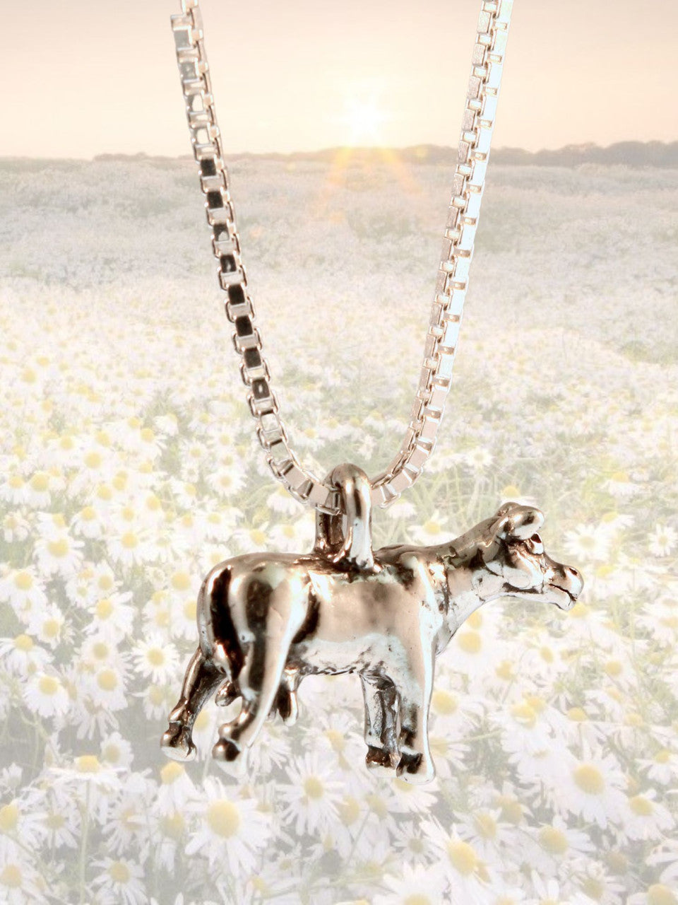 Abducted Cow Charm - Sterling Silver