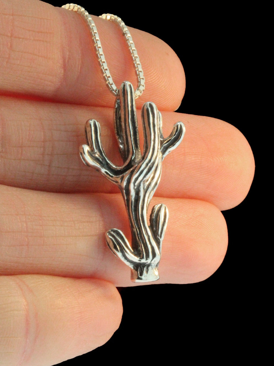 Saguaro Cactus Pendant - Silver
