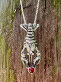 Crawfish Lobster Pendant with Gemstone - Open Claw  Code Mascot -Silver