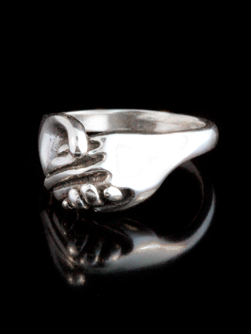 Hands Clasping Ring - Silver