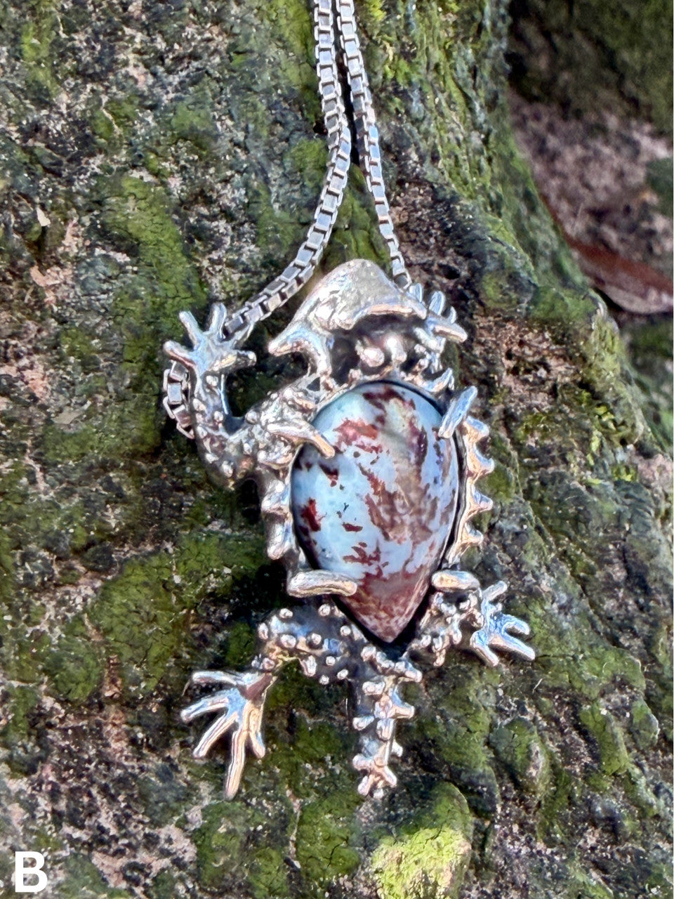 Horned Lizard with Larimar - Silver