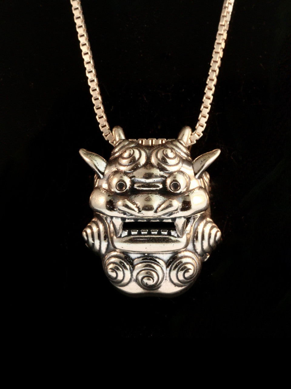 Shisa Guardian Head Pendant - Sterling Silver