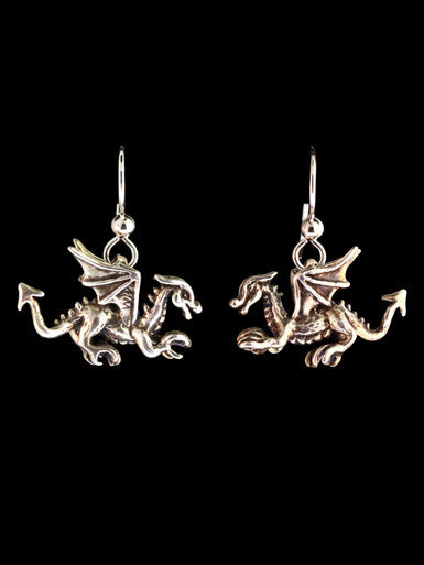 Tiny Welsh Dragon Earrings - Sterling Silver