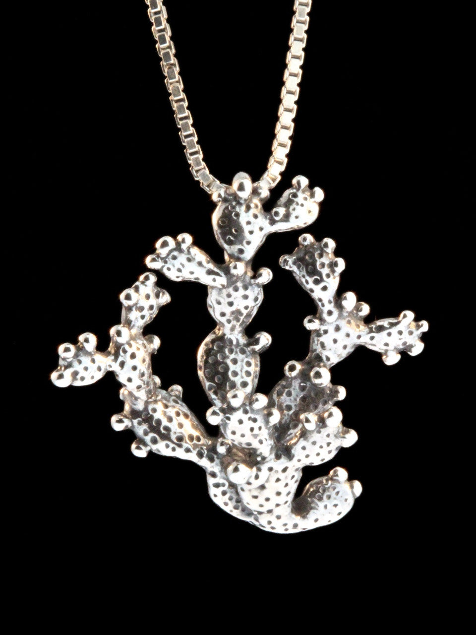 Nopale Cactus Pendant - Silver