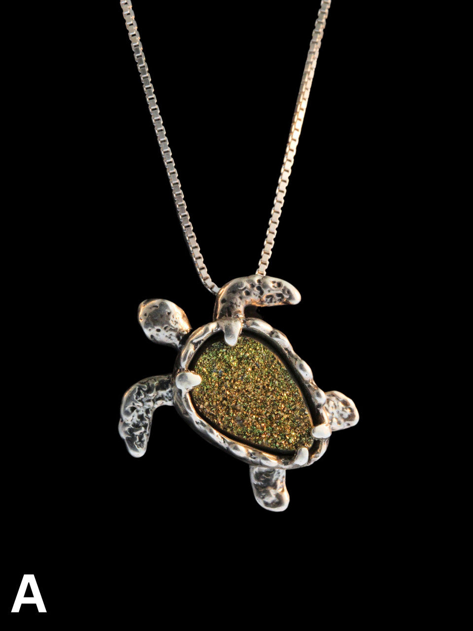 Sea Turtle Option A - Set with Druzy Quartz