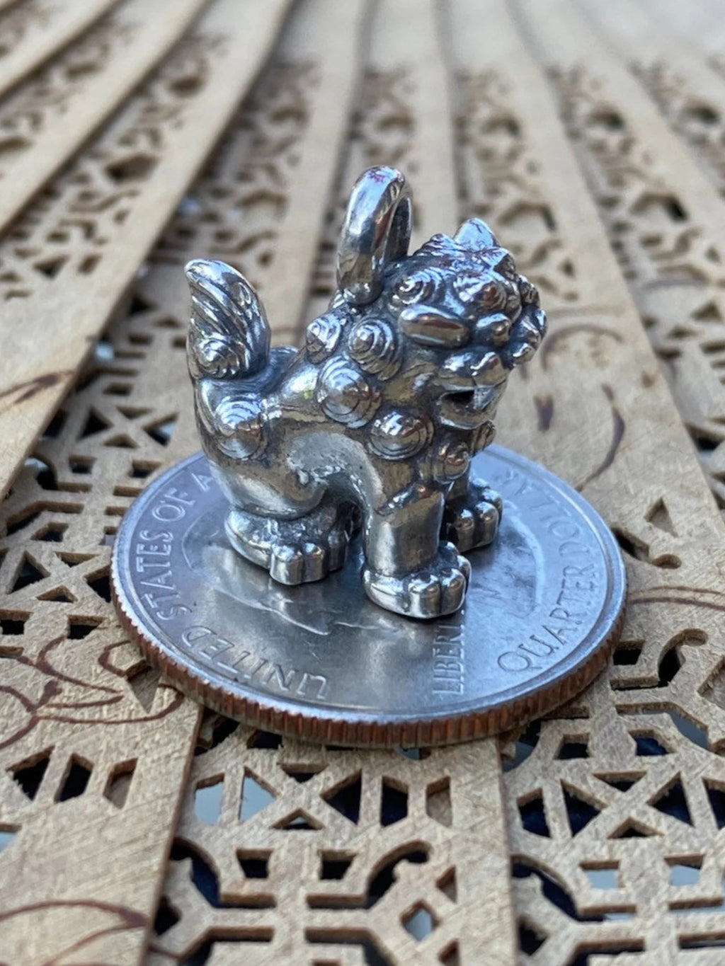 Shisa Foo Dog Lion Charm - Sterling Silver