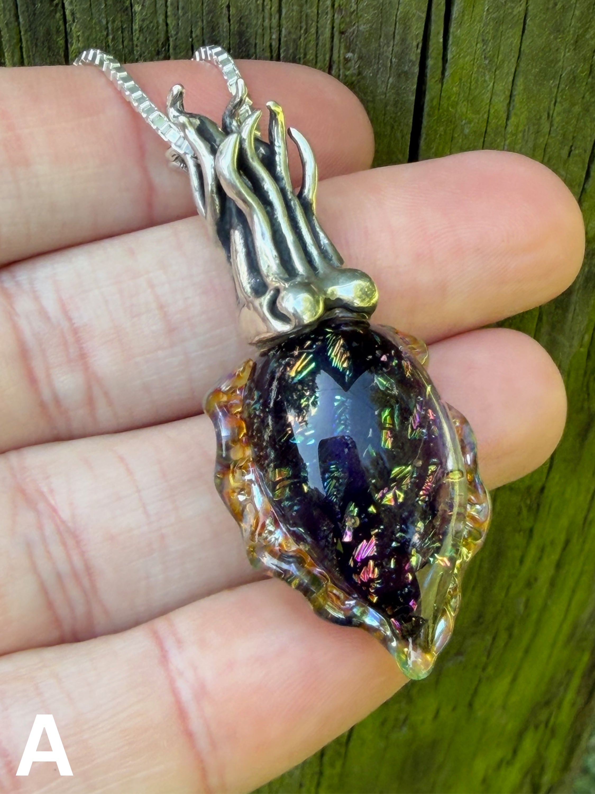Iridescent Cuttlefish Pendant 2 - Sterling Silver