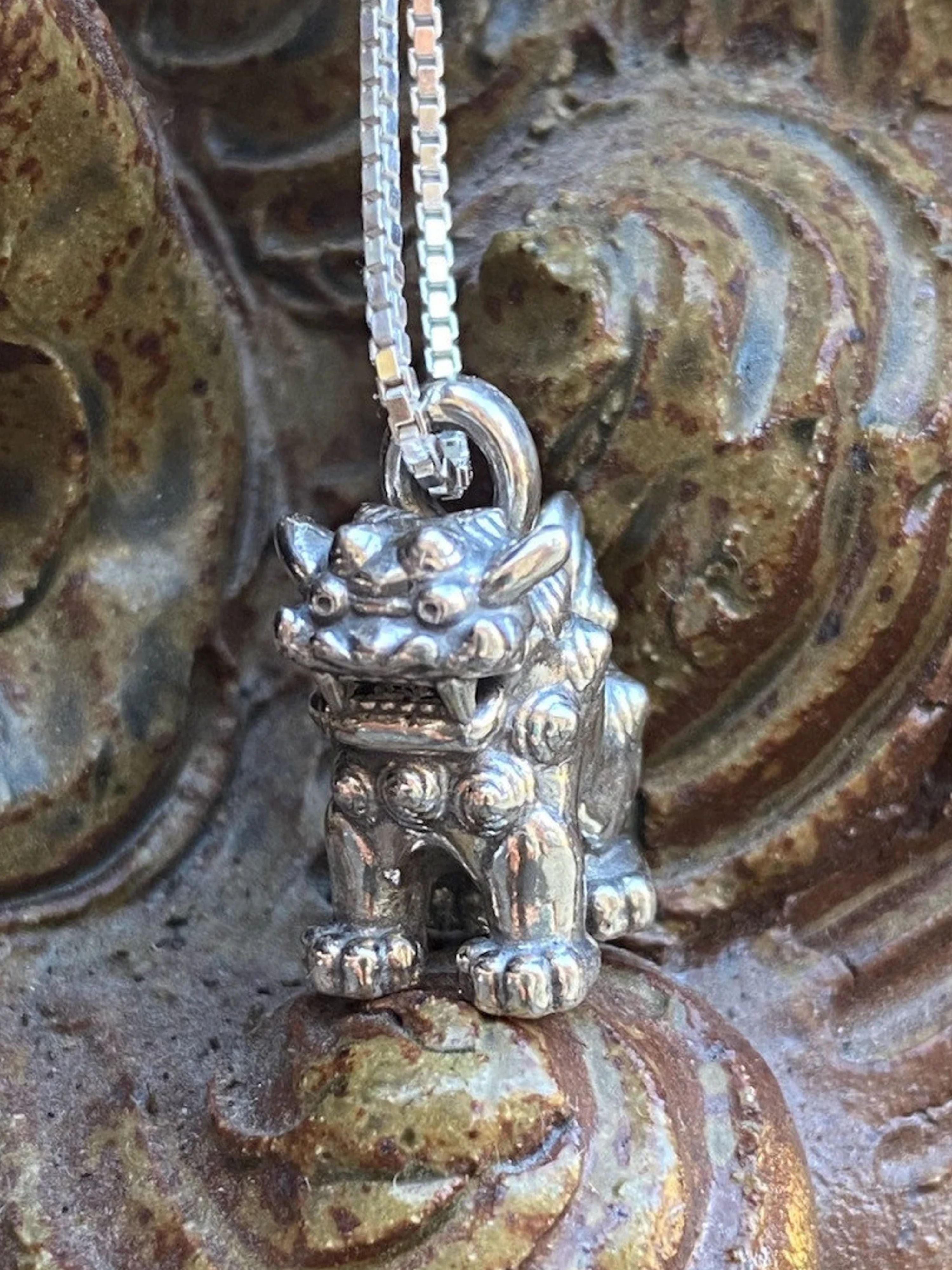 Shisa Foo Dog Lion Charm - Sterling Silver