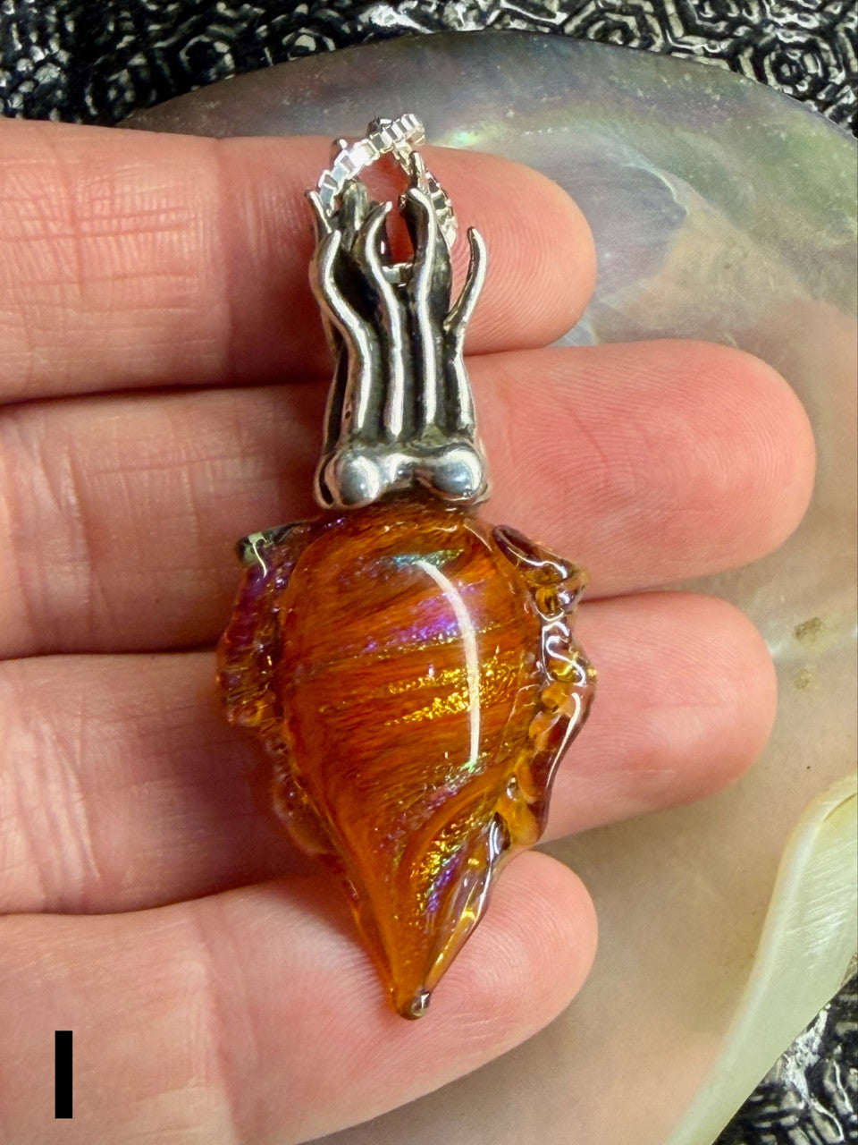Dichroic Glass and Sterling Silver Cuttlefish Pendant - I