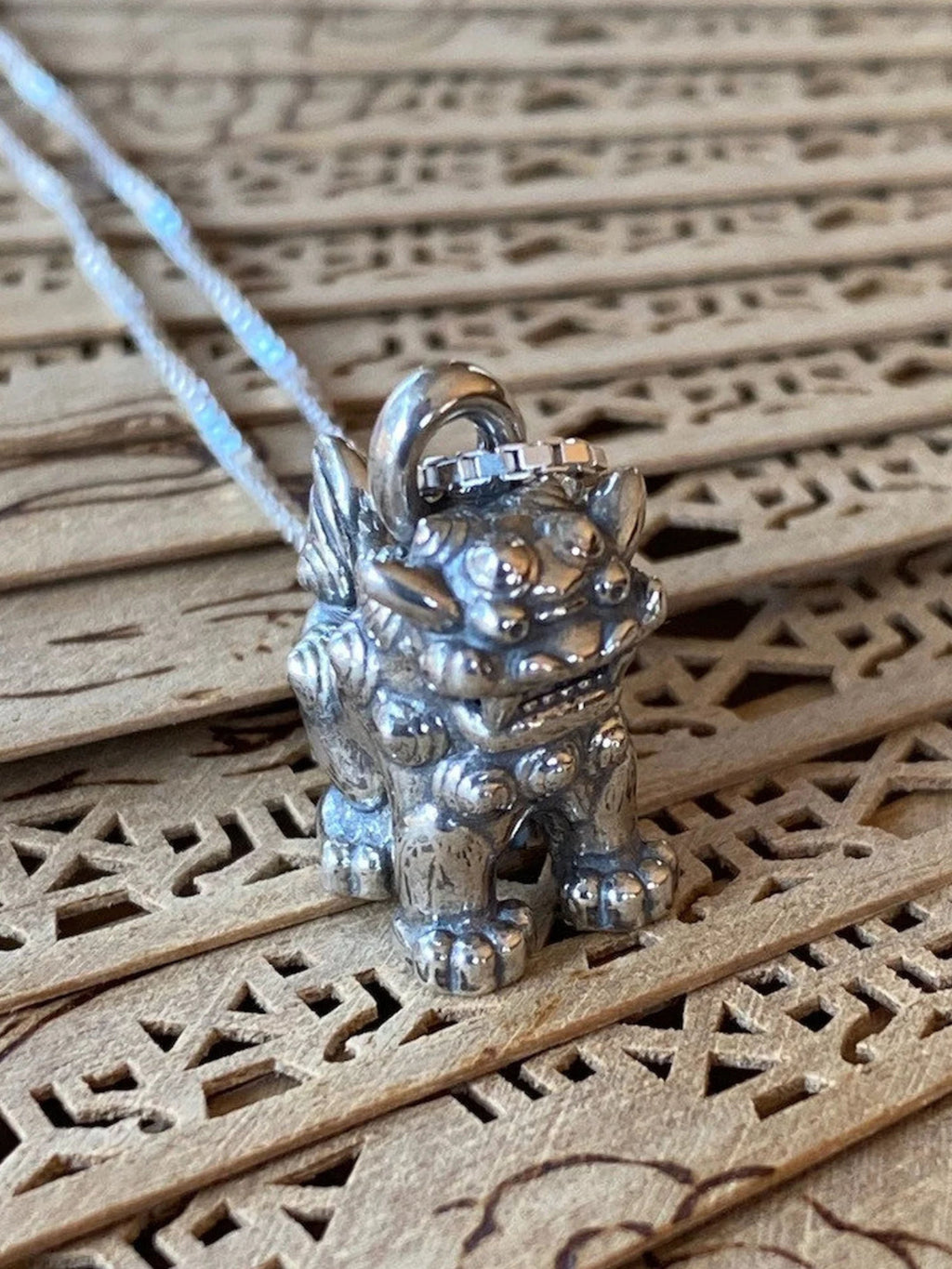 Shisa Foo Dog Lion Charm - Sterling Silver