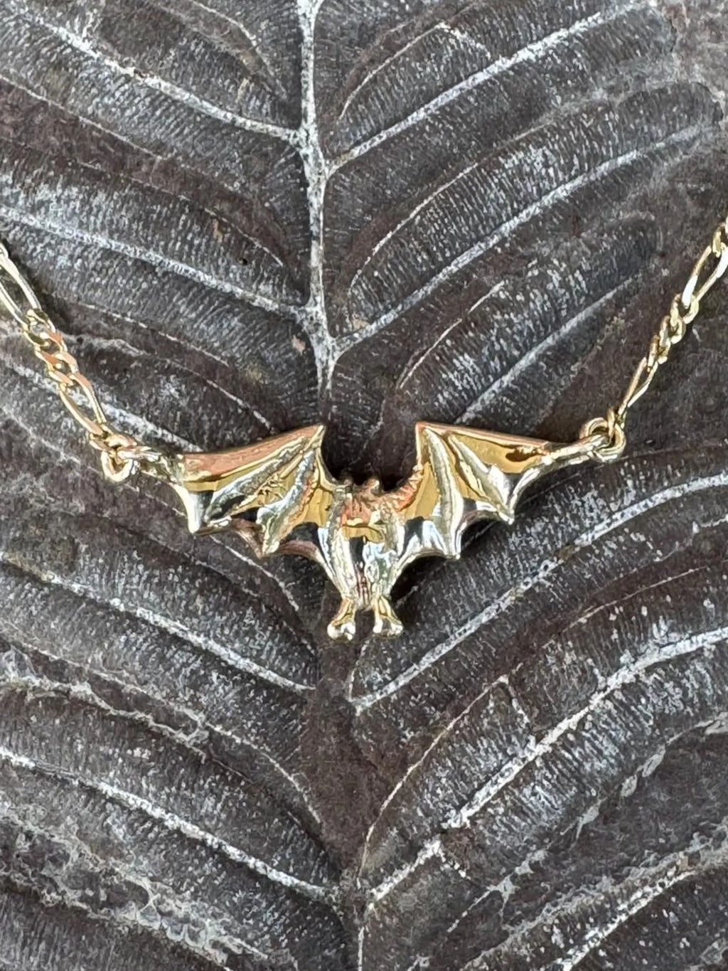 Tiny Flying Bat Pendant - 14K Gold