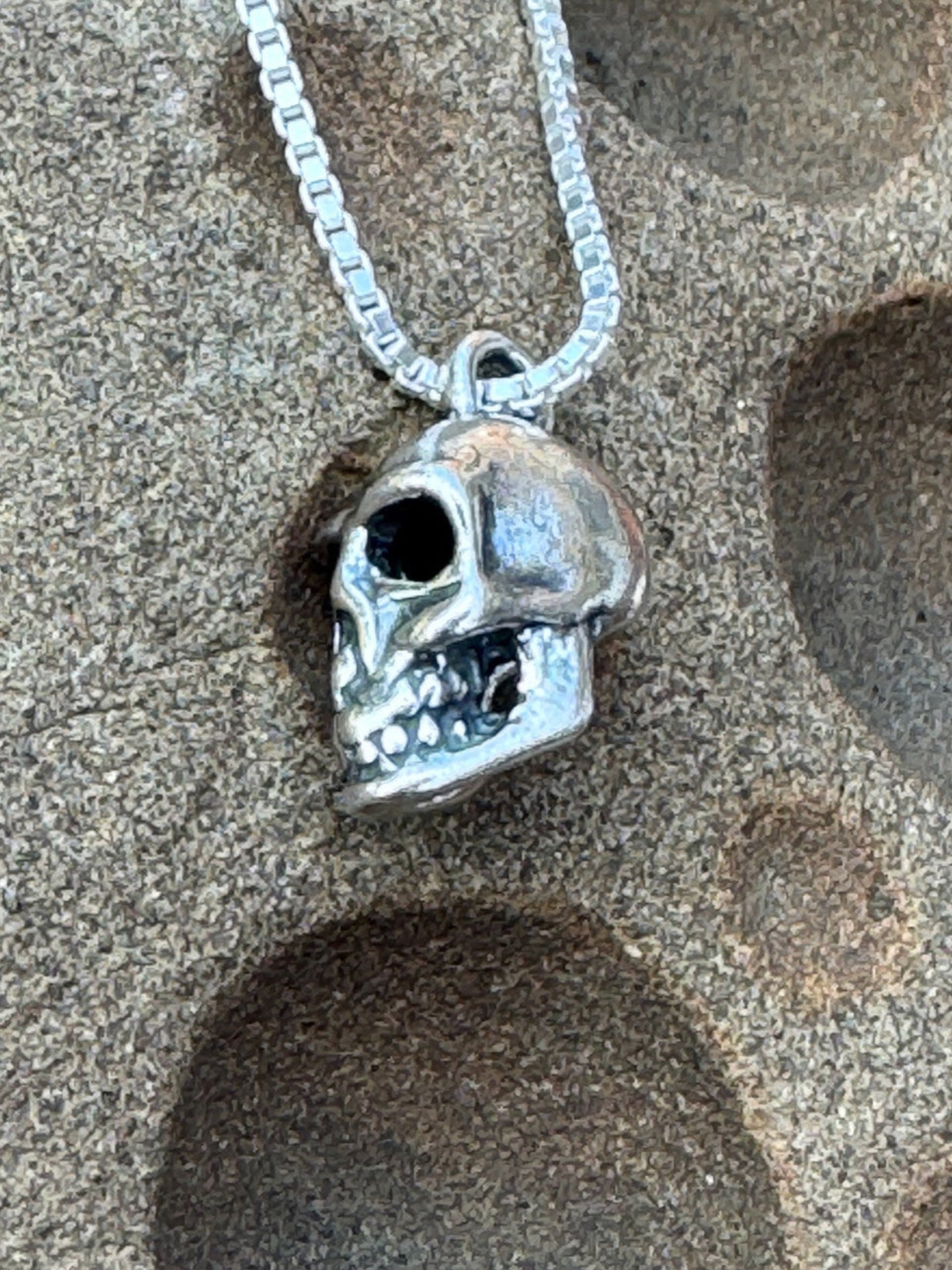 Small Skull Charm - Sterling Silver