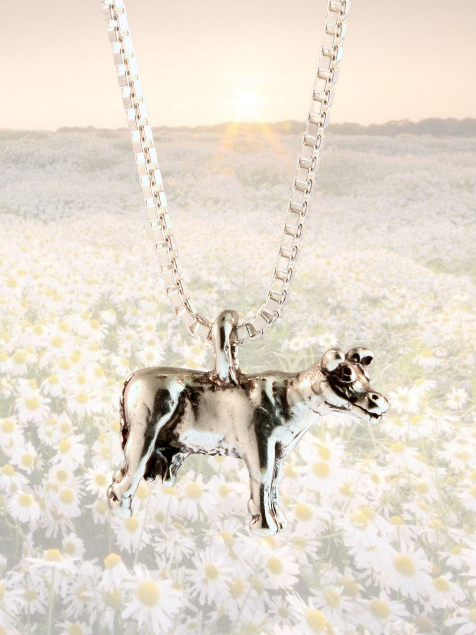 Abducted Cow Charm - Sterling Silver