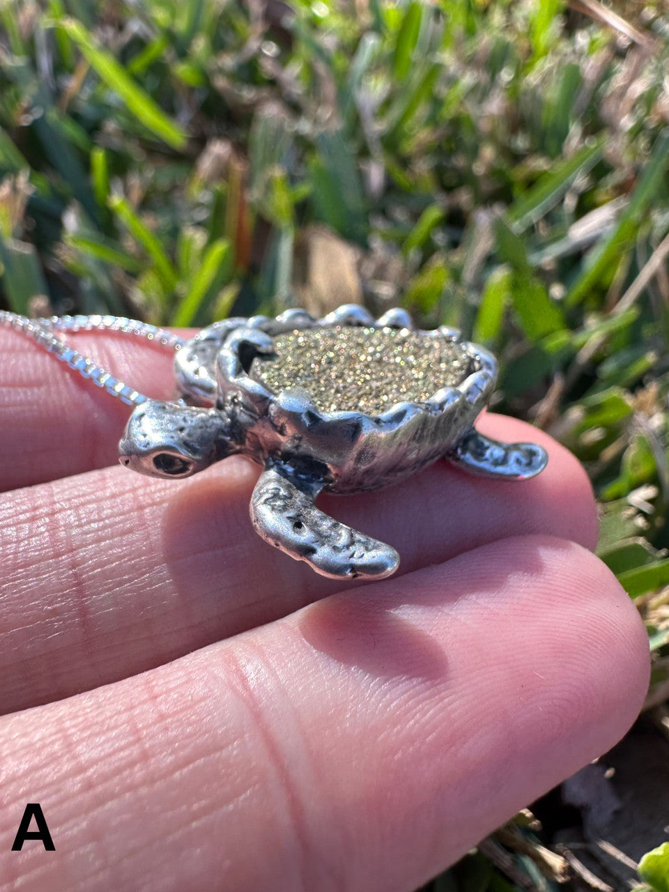 Sea Turtle Option A - Set with Druzy Quartz