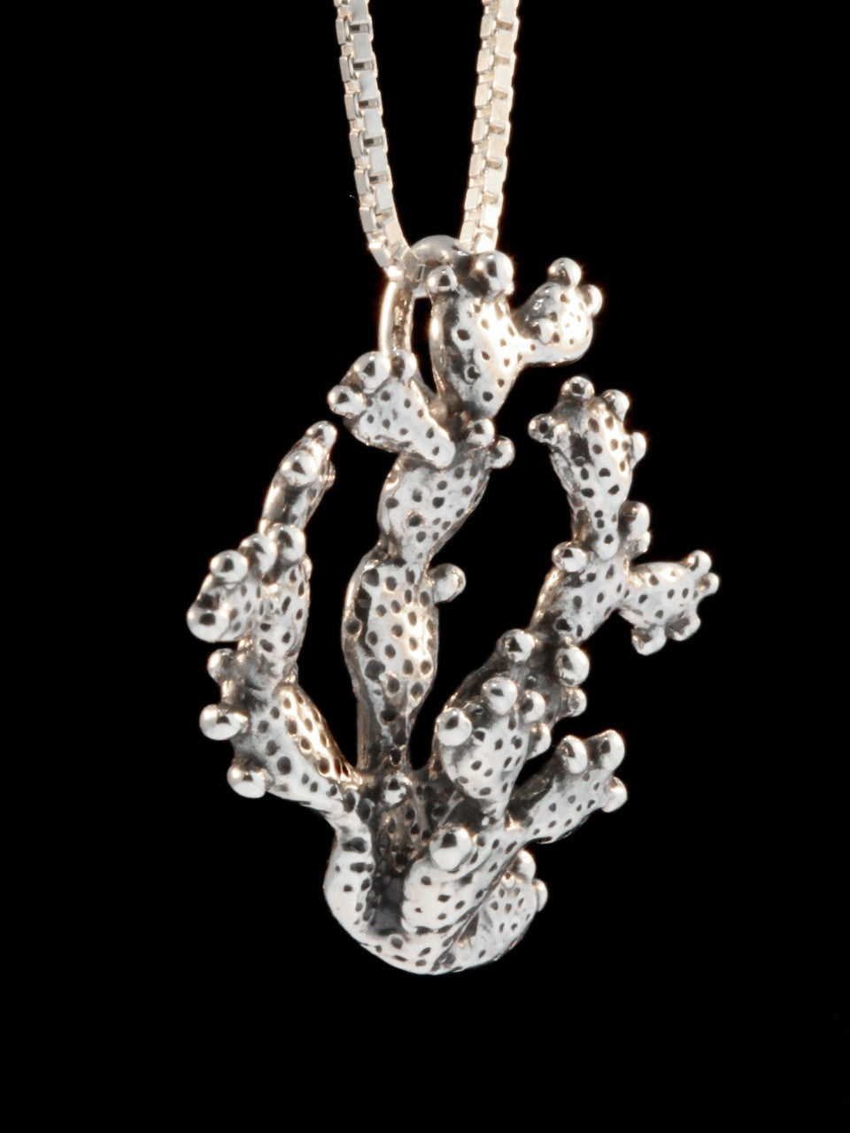 Nopale Cactus Pendant - Silver
