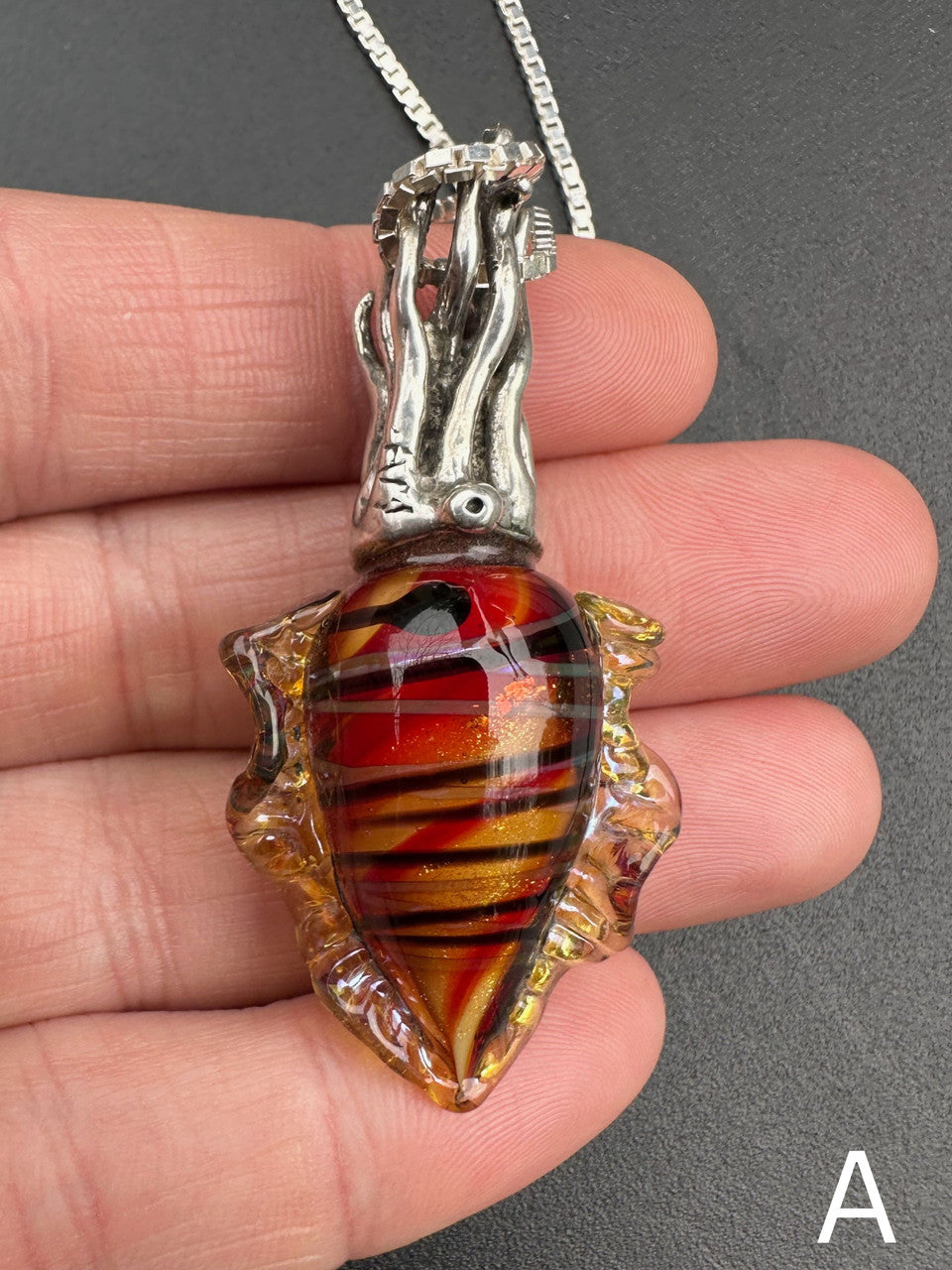 Iridescent Cuttlefish Pendant - Silver