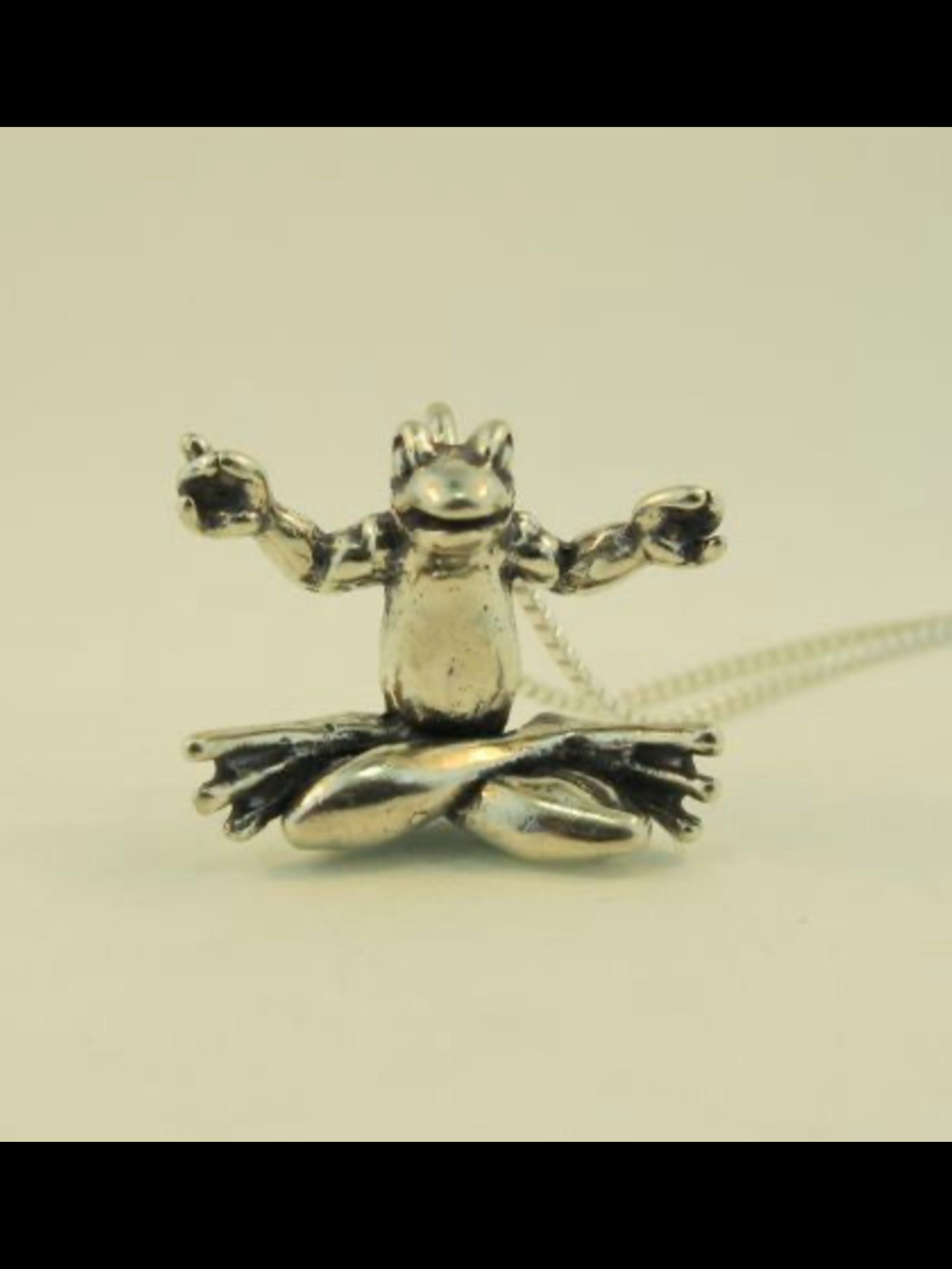 Yoga Frog Charm - Silver