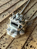 Shisa Foo Dog Lion Head Pendant - Sterling Silver