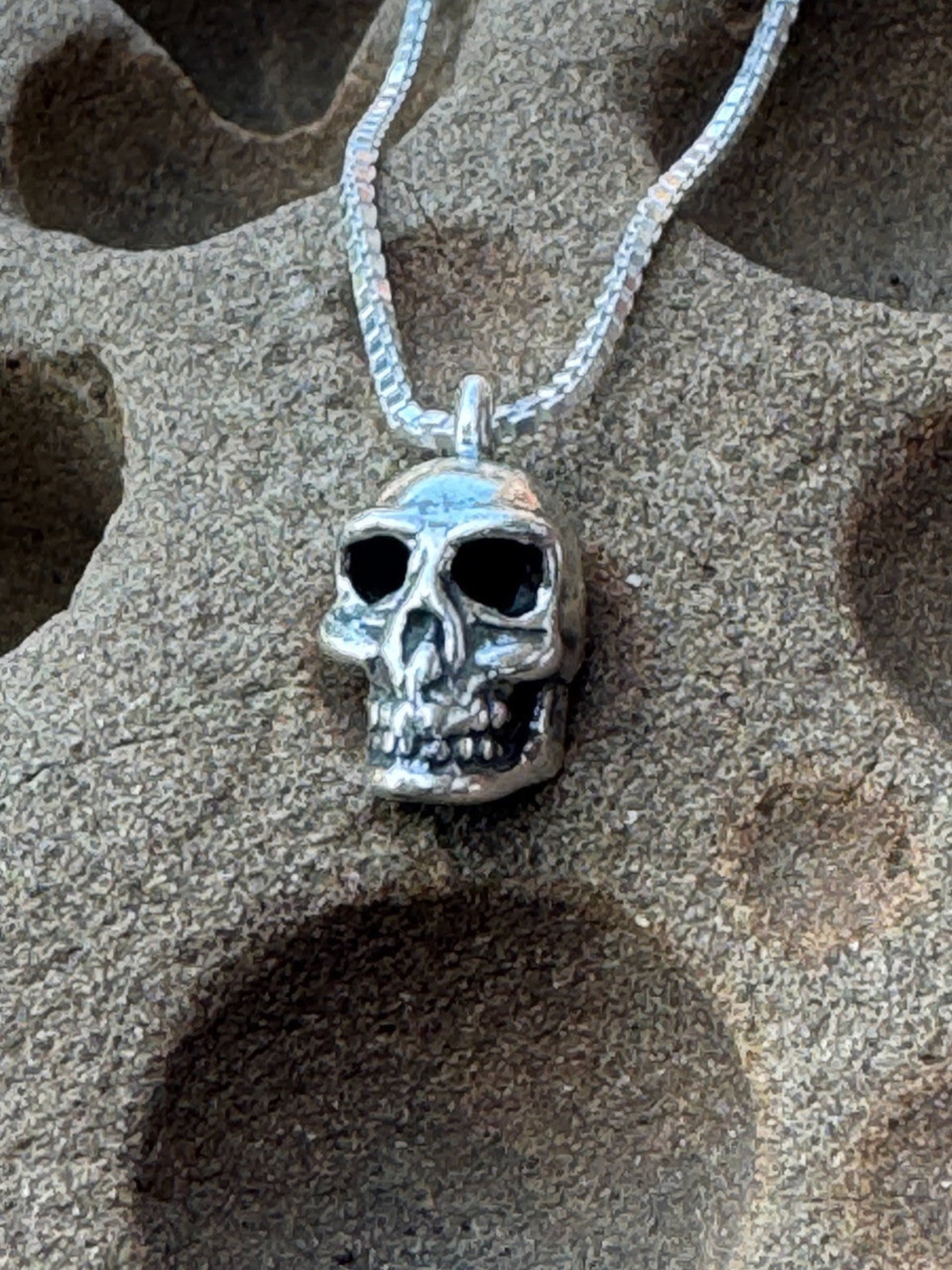 Small Skull Charm - Sterling Silver