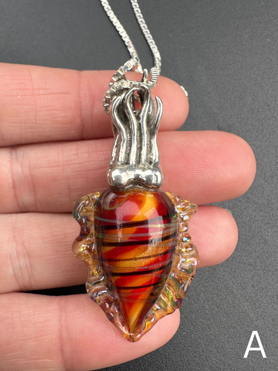 Iridescent Cuttlefish Pendant - Silver