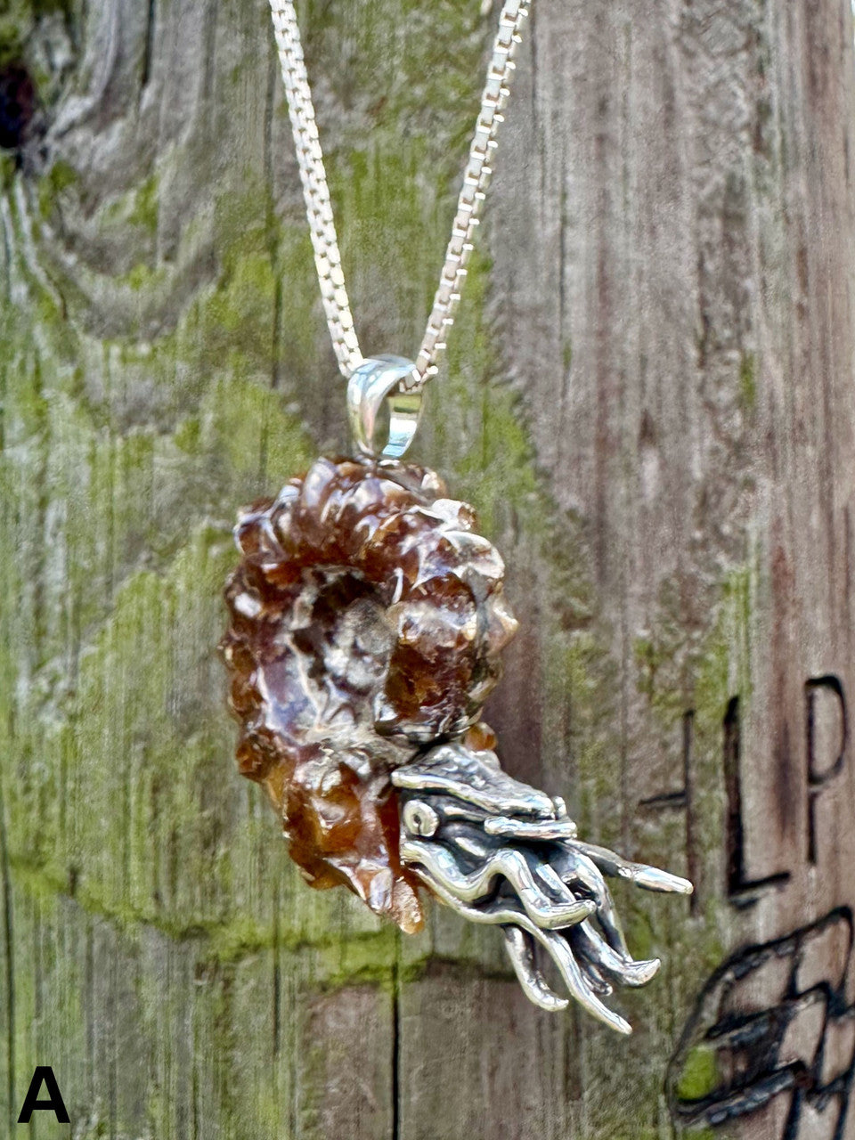 Spiky Fossilized Ammonite Nautilus Pendant