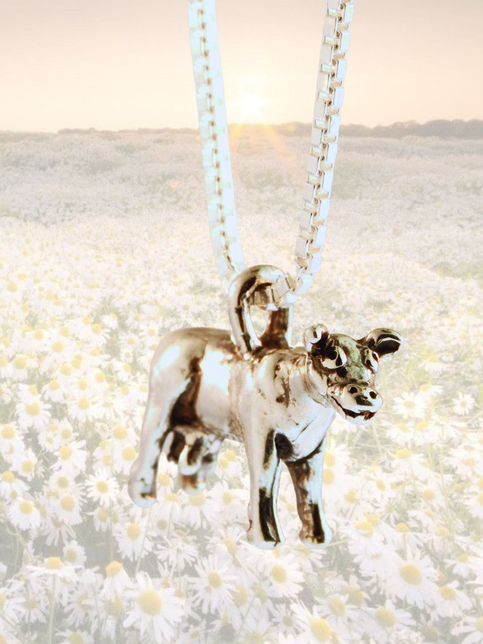 Abducted Cow Charm - Sterling Silver