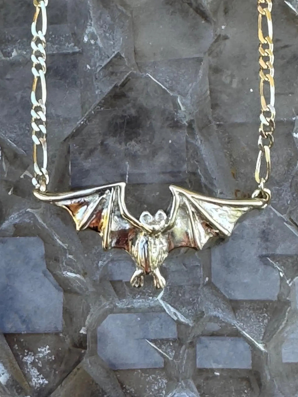Tiny Flying Bat Pendant - 14K Gold
