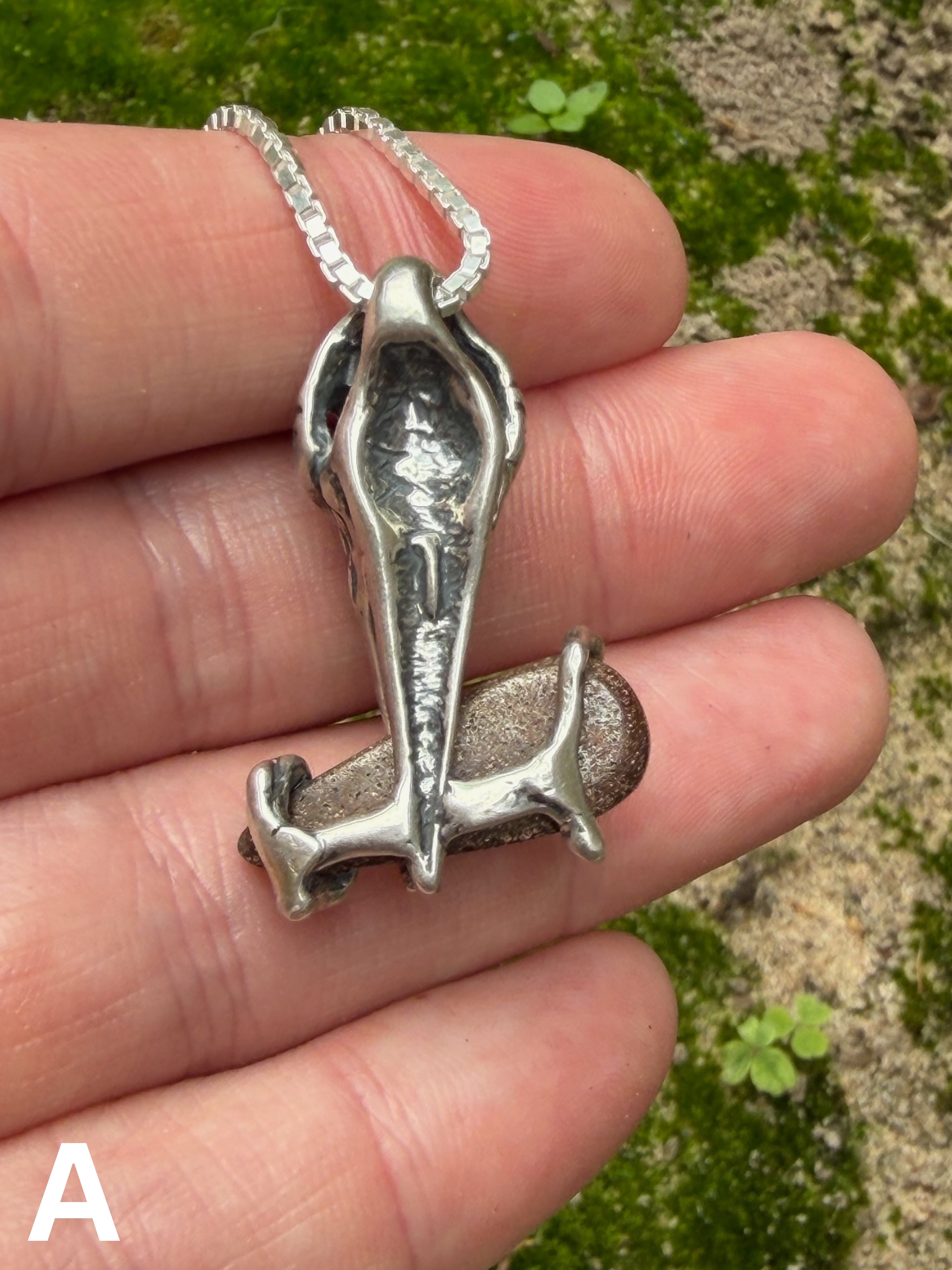 Raven Skull with Boulder Opal - Sterling Silver