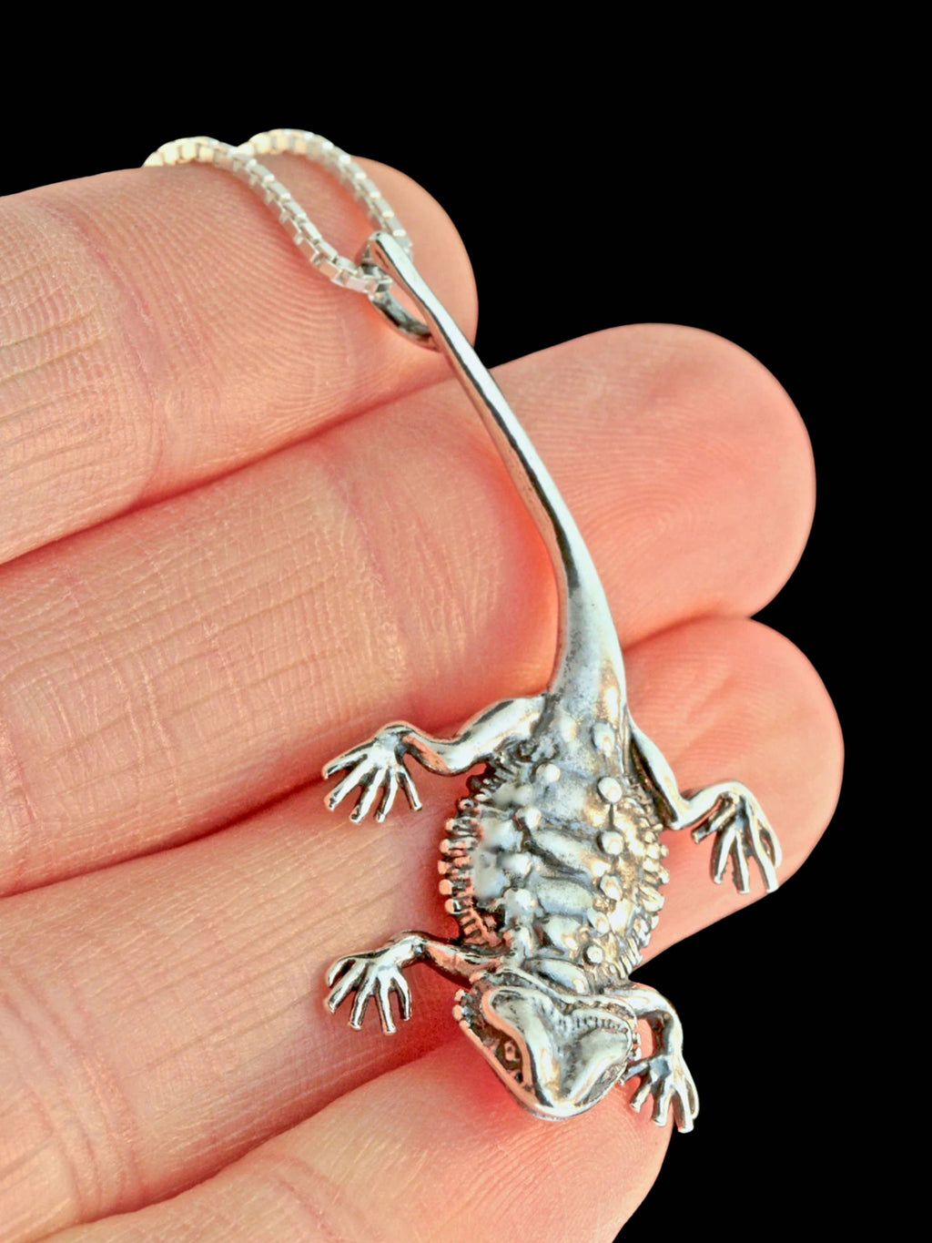 Bearded Dragon Lizard Charm - Silver