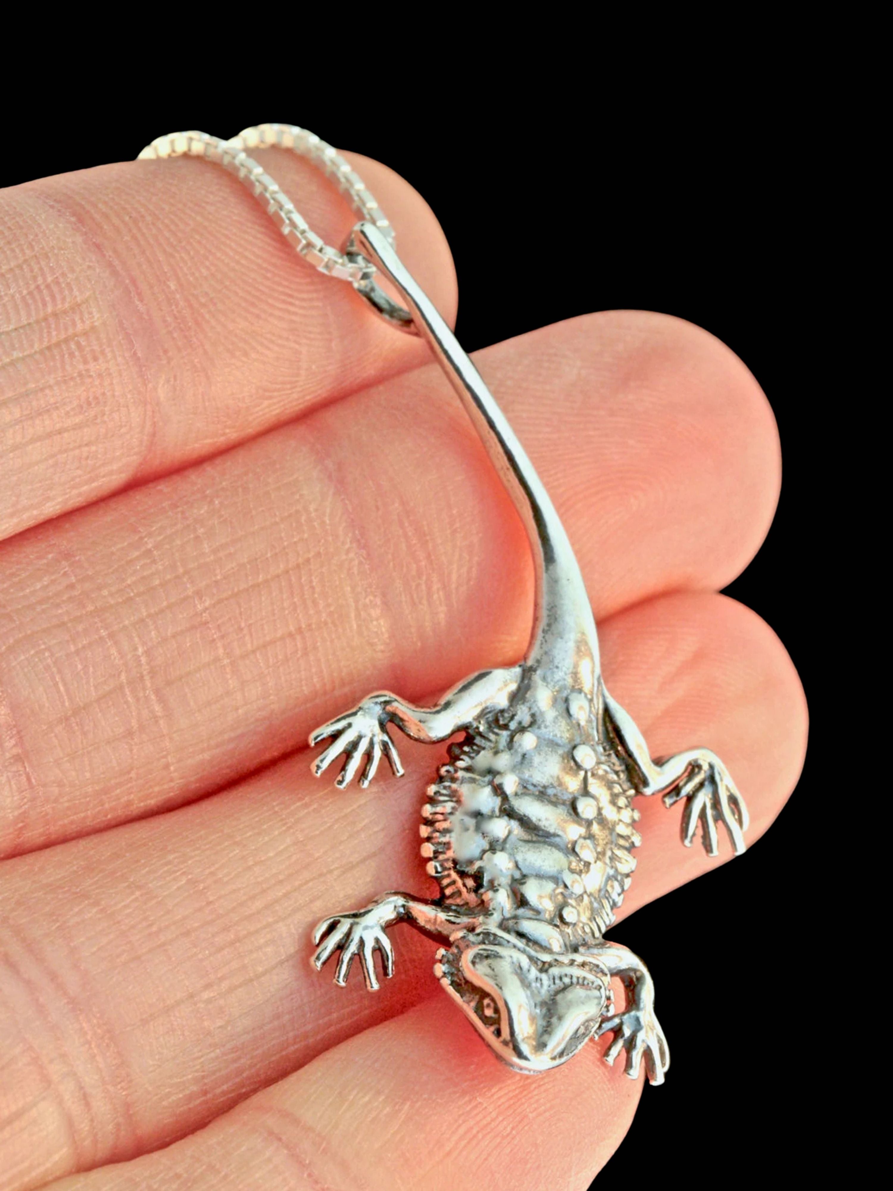 Bearded Dragon Lizard Charm - Silver